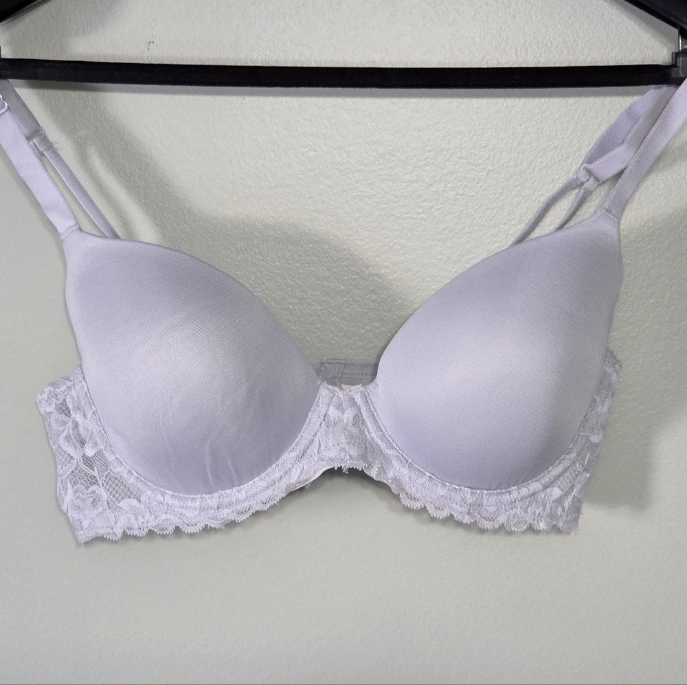 Maurices 🩵 Baby Blue Lace + Mesh Detail Comfort Underwire T-Shirt Bra Sz 34C